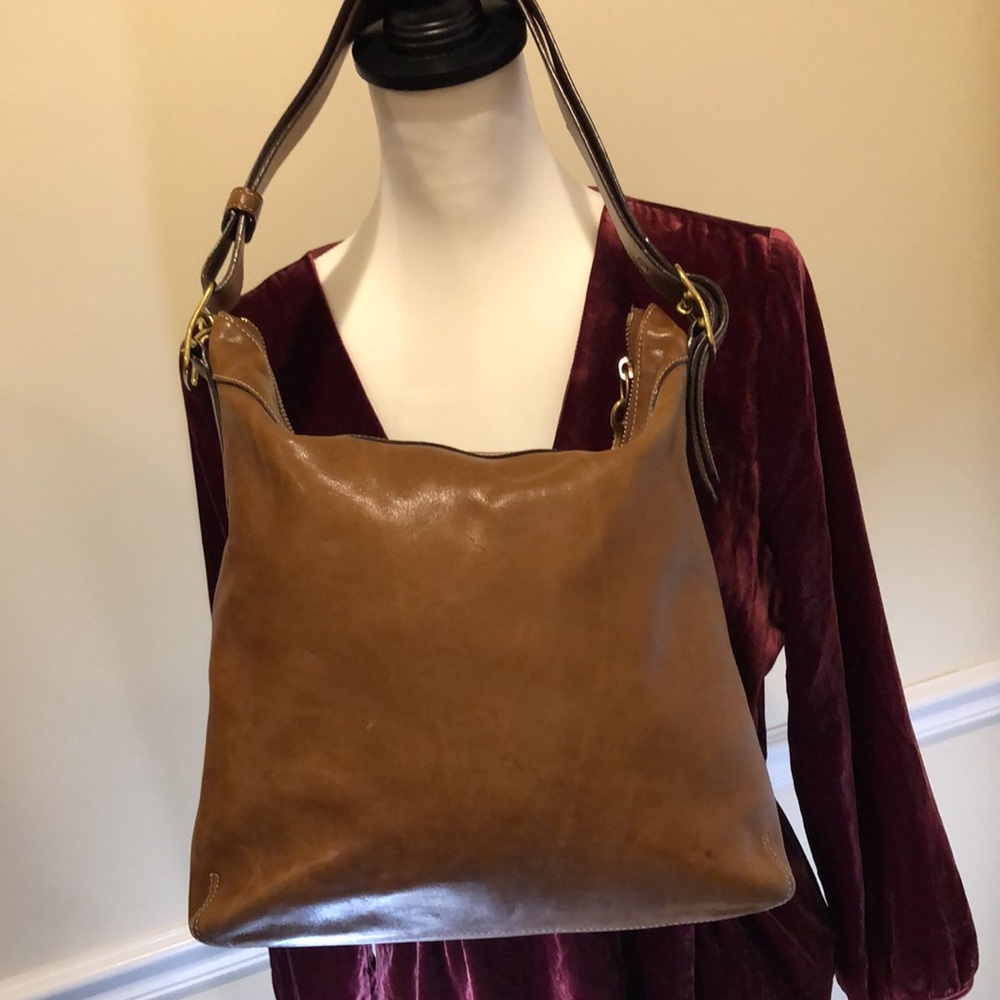 COACH Bleeker Legacy Signature Saddle Brown Leather Slim Duffle Crossbody Bag - Picture 8 of 15